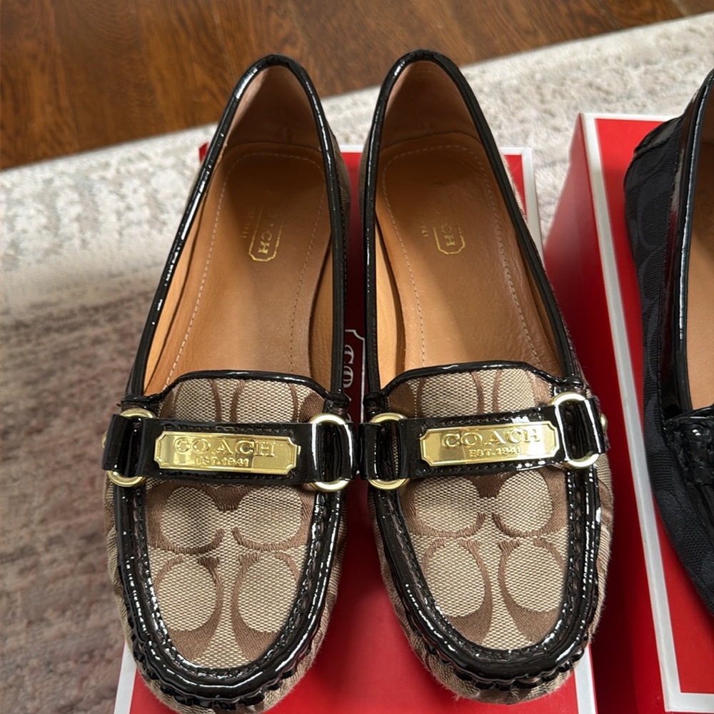 Coach loafers. Size 6.5. Black and brown pair. Minimal use! Both pairs included - Picture 3 of 4
